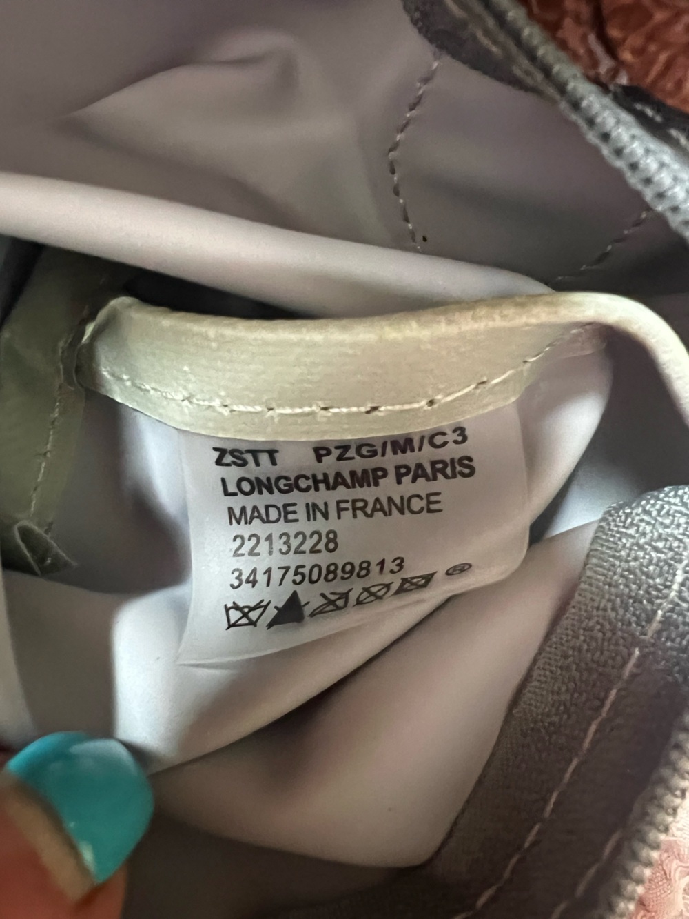 Longchamp Le Pliage Original Mini Pouch Handle Crossbody Blue/Gray Brown - Picture 9 of 11